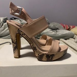 Blush snake print heels